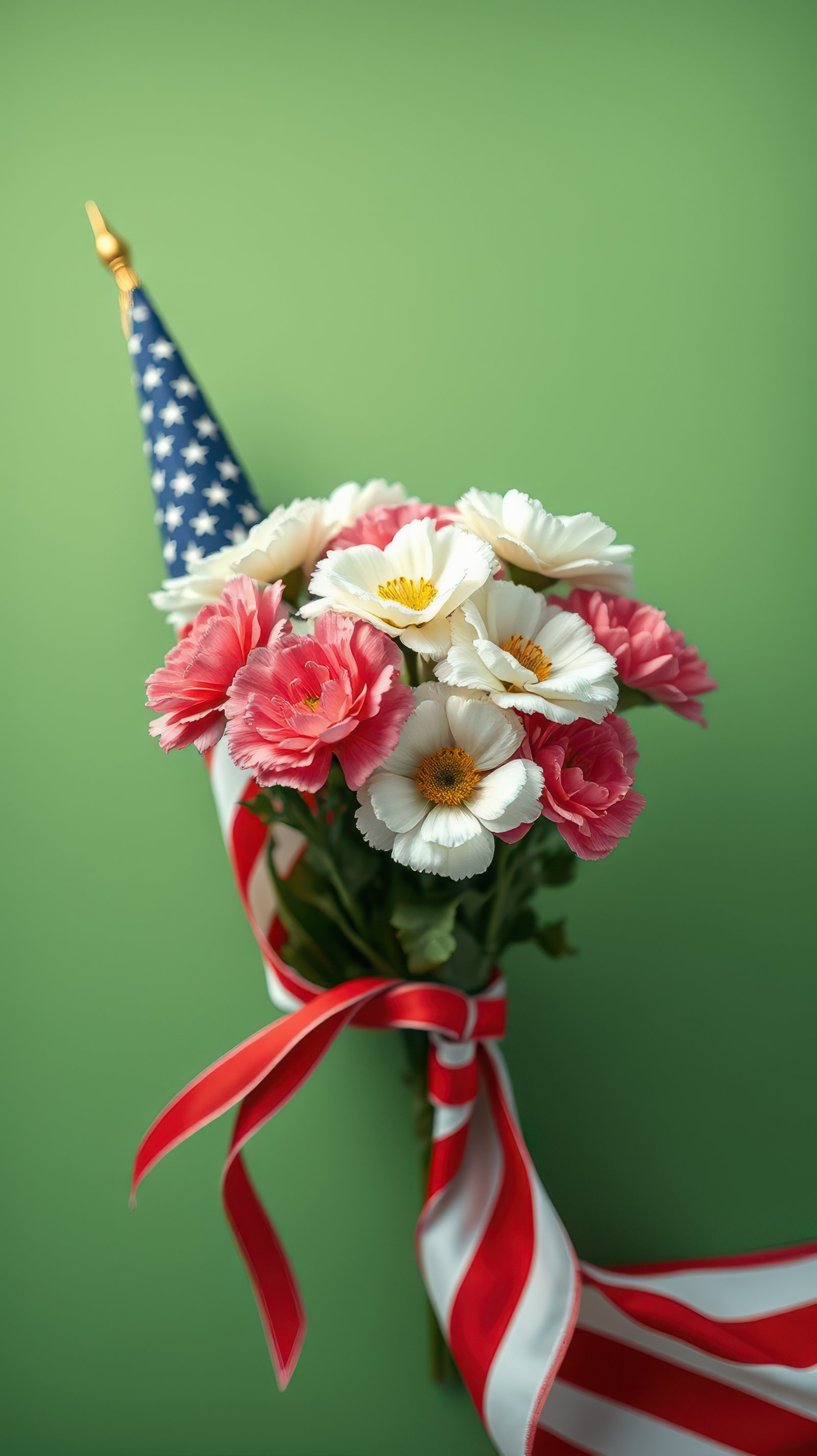 Celebration of patriotism with flowers and American flag decoration at a festive event